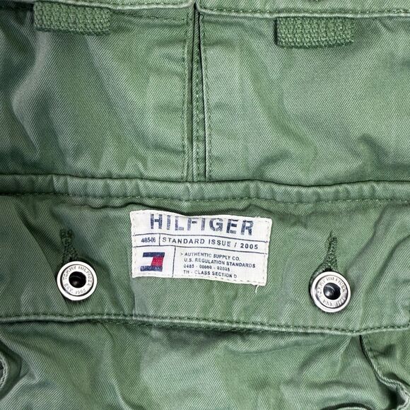 Tommy Hilfiger Cargo Shorts Mens 35 Green Cotton Utility Pockets Y2K 2000s - Picture 9 of 10